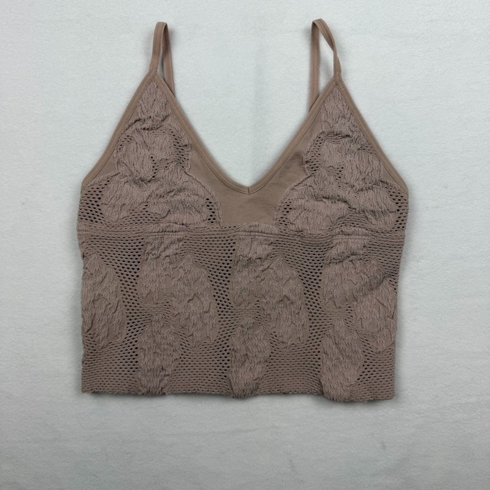 Aura Lace Bralette S/M Beige Coquette Y2K‎ Sheer Crop Top Festival